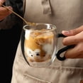 thumbnail image 4 of Tasse à Café et à Lait en Verre Isolée contre les Hautes Températures, Conception de Style Borosilicate à Double Paroi, Vaisselle de Boisson Transparente Résistante à la Chaleur pour la Maison et le Bureau, Cadeau Mignon Style Dessin Animé, 10x10x8,5 cm, Clair, 4 of 6