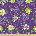 thumbnail image 2 of Ambesonne Bohemian Fabric by the Yard Upholstery, Boho Botanical Flowers, 1 Yard, Purple Yellow Green, 2 of 5