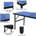 thumbnail image 5 of ortable Table Tennis Table, Mid-Size Ping Pong Table for Indoor Outdoor Foldable Table Tennis Table with Net, Blue, 60 x 26 x 27.5inch, 5 of 9