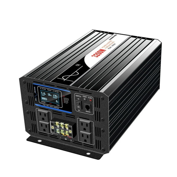CNSWIPOWER 3000W 3200W (6400W Peak) Pure Sine Wave Power car Inverter DC 12V to AC 120V 60HZ Home Use Car Solar Converter (DC12V (10V-15V Range) 3200W)