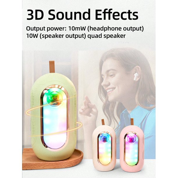 Portable Karaoke Machine With Two Wireless Microphones, Led Atmosphere Light For Children And Adults, Perfect For Home, Birthday Parties, , Indoor/Out