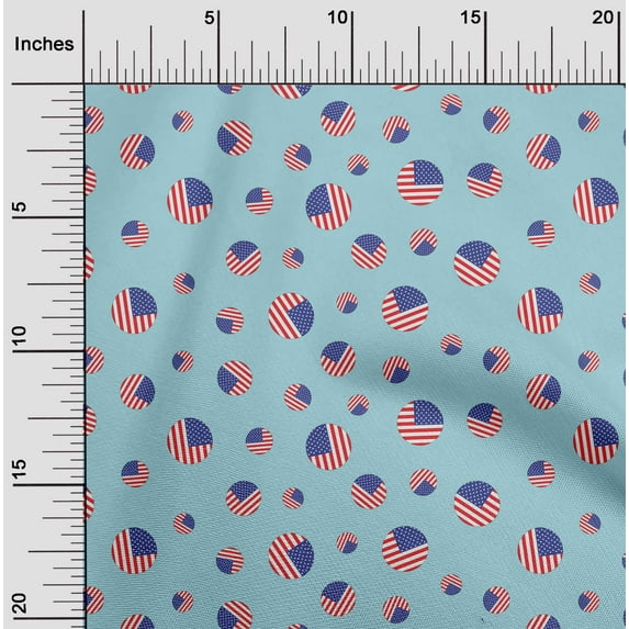 oneOone Organic Cotton Poplin Twill Fabric USA Flag Circles Country Flag Printed Fabric 1 Yard 42 Inch Wide
