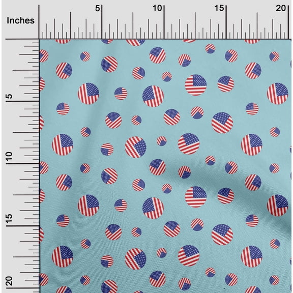 oneOone Viscose Jersey Fabric USA Flag Circles Country Flag Decor Fabric Printed BTY 60 Inch Wide