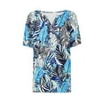 thumbnail image 5 of DeHolifer Women's T-Shirts Plus Size V-Neck Button Up Floral Printed Short Sleeve Dressy Blouse Summer Tunic Tops Blue 3XL, 5 of 5