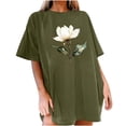 thumbnail image 3 of Jacenvly Hauts pour Femmes Liquidation T-shirt à Imprimé Floral pour Femmes à Manches Courtes Col Rond Épaules Tombantes Haut à Manches Hauts pour Femmes Grande Taille, 3 of 8