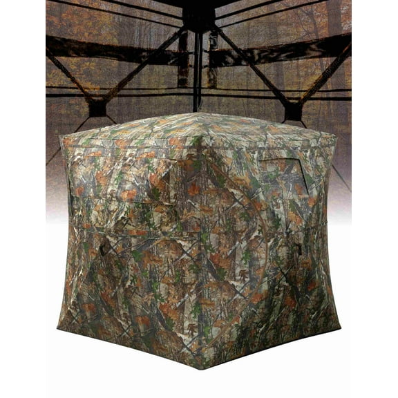 Portable 2-3 Person 270 Degree See Through Hunting Blind Pop-Up Ground Blind with Tie-downs & Carrying Bag for Deer, Duck and Turkey Hunting