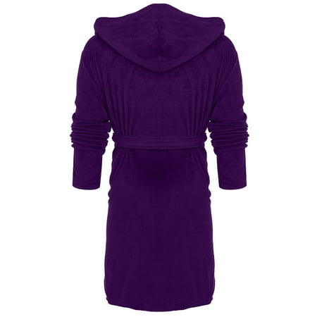 

ZXHACSJ Women Winter Plush Lengthened Shawl Bathrobe Home Clothes Long Sleeved Robe Coat Purple XXXL