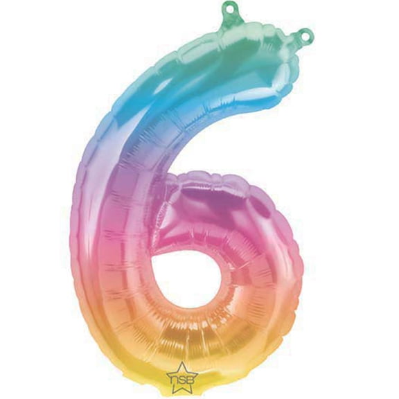 16 inch Number 6 - Jelli Ombre (Air-Fill Only) Northstar Foil Mylar Balloon - Party Supplies Decorations