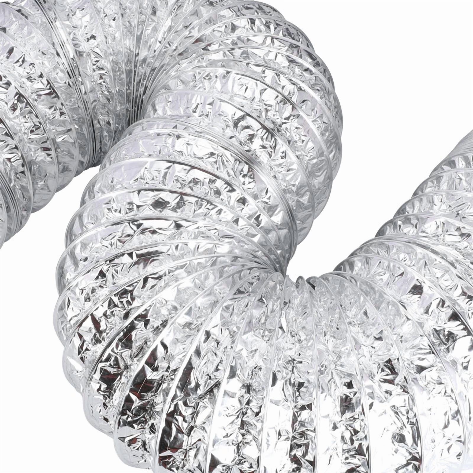 4" 8 Feet Non-Insulated Flexible Aluminum Air Ventilation Ducting Vent Hose Hvac