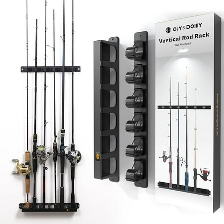 OJYDOIIIY Wall Mount Fishing Rod Holders,Vertical Fishing Pole Storage Rack for Garage 2 Packs