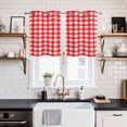 thumbnail image 2 of 2 Panels Kitchen Tier Curtains 39 Inch Length, Red Grommets Window Treatment Curtain, Country French Rustic Buffalo Plaid Modern Art Thermal Curtains Drapes for Living Room/Bathroom, 2 of 9