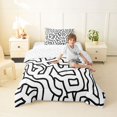 thumbnail image 4 of Homewish Abstract Wavy Stripes Twin Comforter Sets,Contemporary Artwork Bedding Set,White Black,Reversible,2pcs,1 Comforter and 1 Pillowcase, 4 of 7