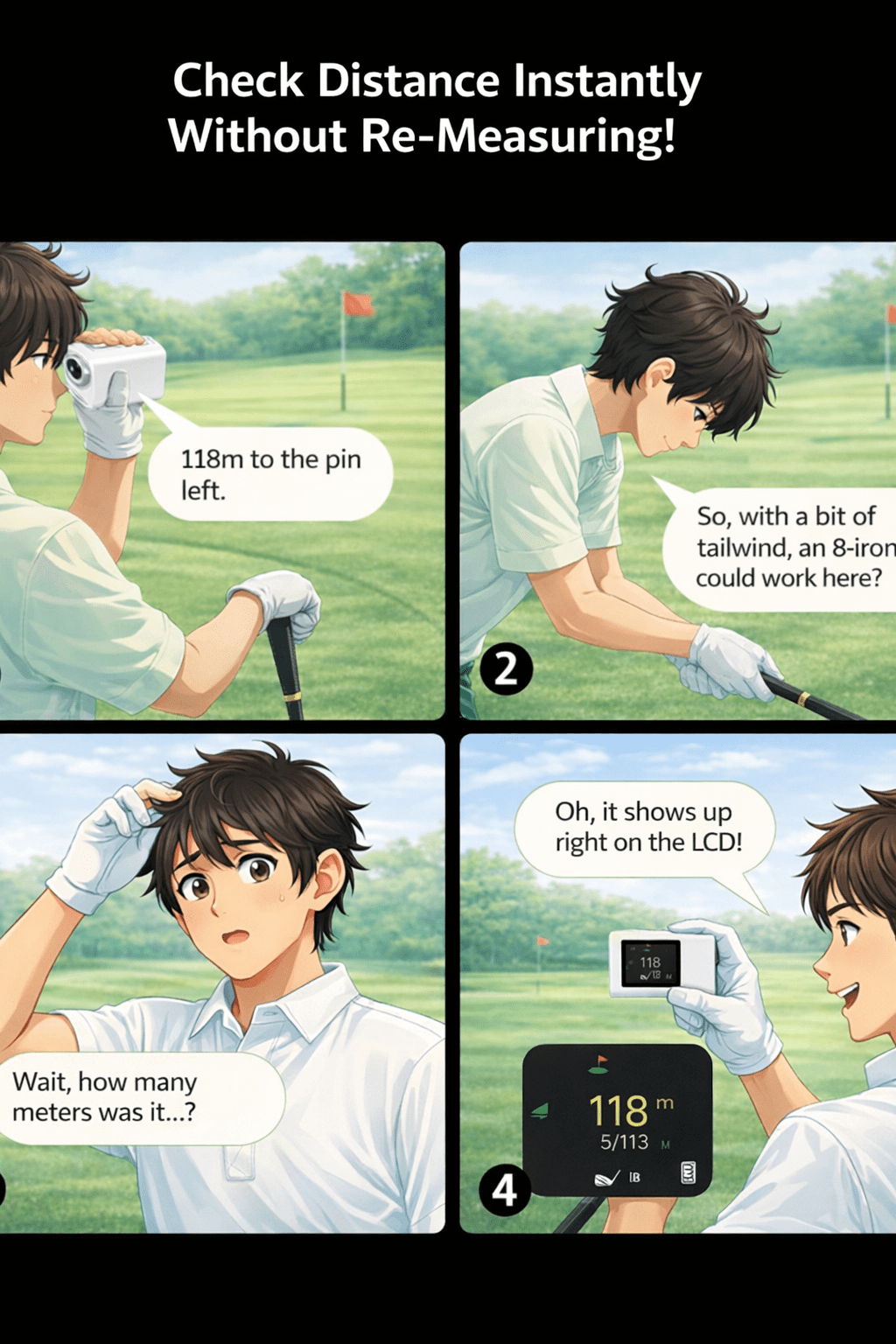 FineCaddie UPL2000 Golf Rangefinder with Aiming Mode, LCD Display, High Precision Distance Meter
