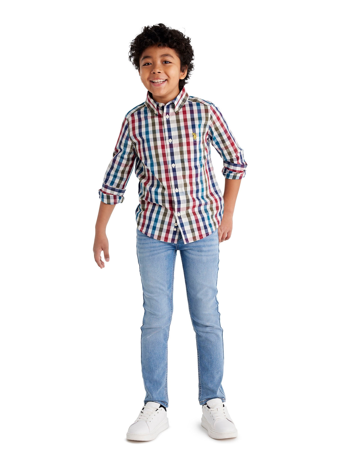 U.S. Polo Assn. Boys Long Sleeve Button Down Shirt, Sizes 4-18