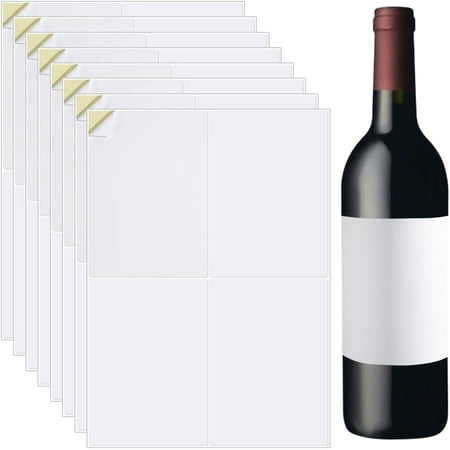 20 Sheets Wine Bottle Labels Printable White Glossy 6x4 Inch Printable Sticker Paper Sheets Self-Adhesive Stickers for Classic Bordeaux Burgundy and Champagne Bottles (80 Labels) White DIY