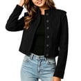 thumbnail image 4 of Women's Solid Long Sleeve Stand Collar Casual Button Jacket, 4 of 7