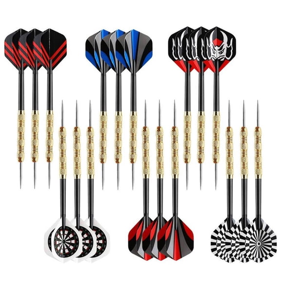 BESTSKY 18Pcs Darts,Family Fun Darts Metal Tip,Smooth Spin Dart Flights,Mixed Colors
