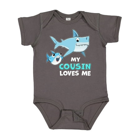 

Inktastic My Cousin Loves Me with Cute Sharks Gift Baby Boy or Baby Girl Bodysuit