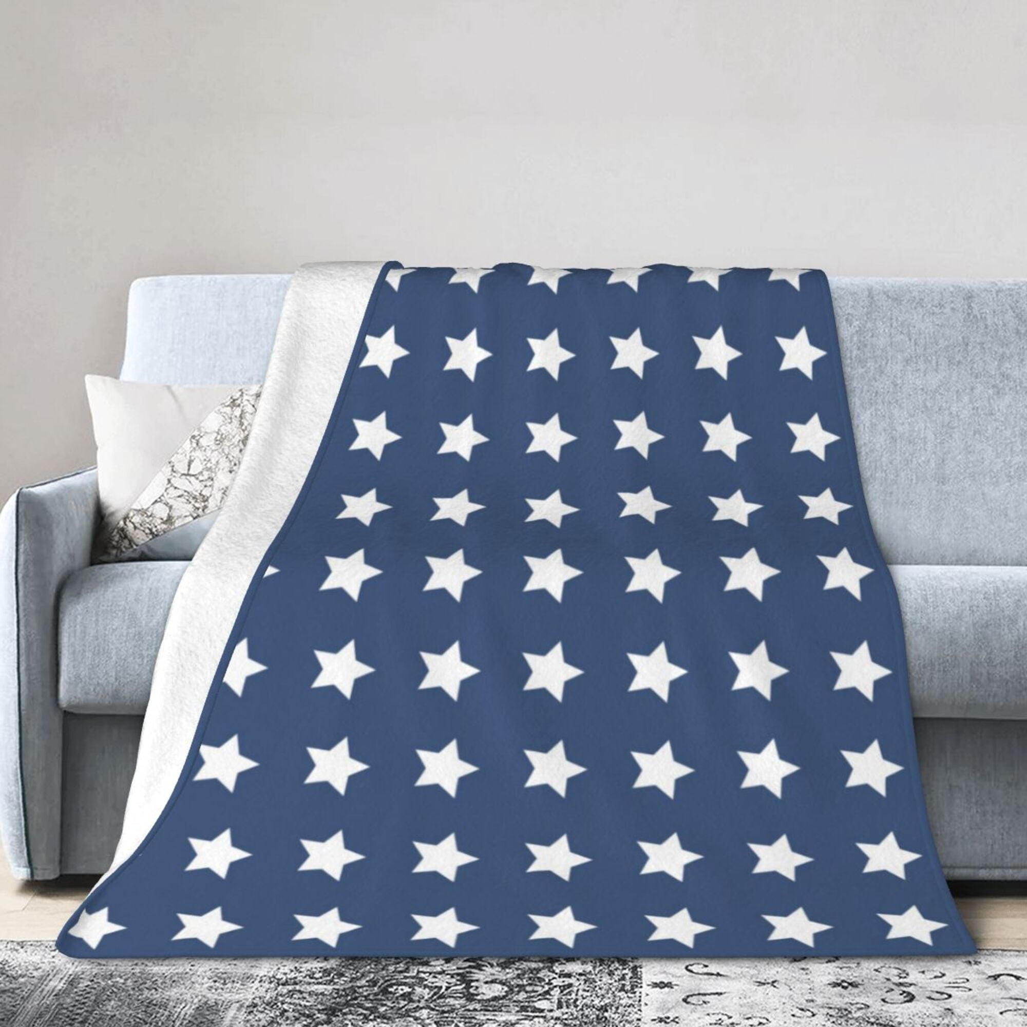 DouZhe UltraSoft Micro Fleece Lightweight Flannel Bed Blanket, Patriotic American Flag Stars