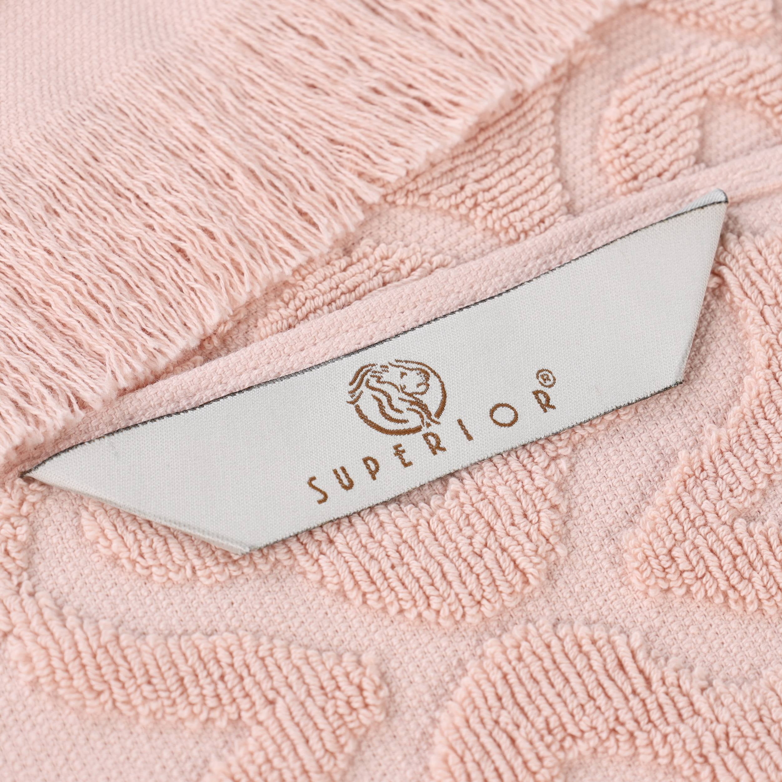 Superior Rolla Geometric Cotton 3 Piece Bath Towel Set, Quick-Dry Ultra Soft Towels, Pink