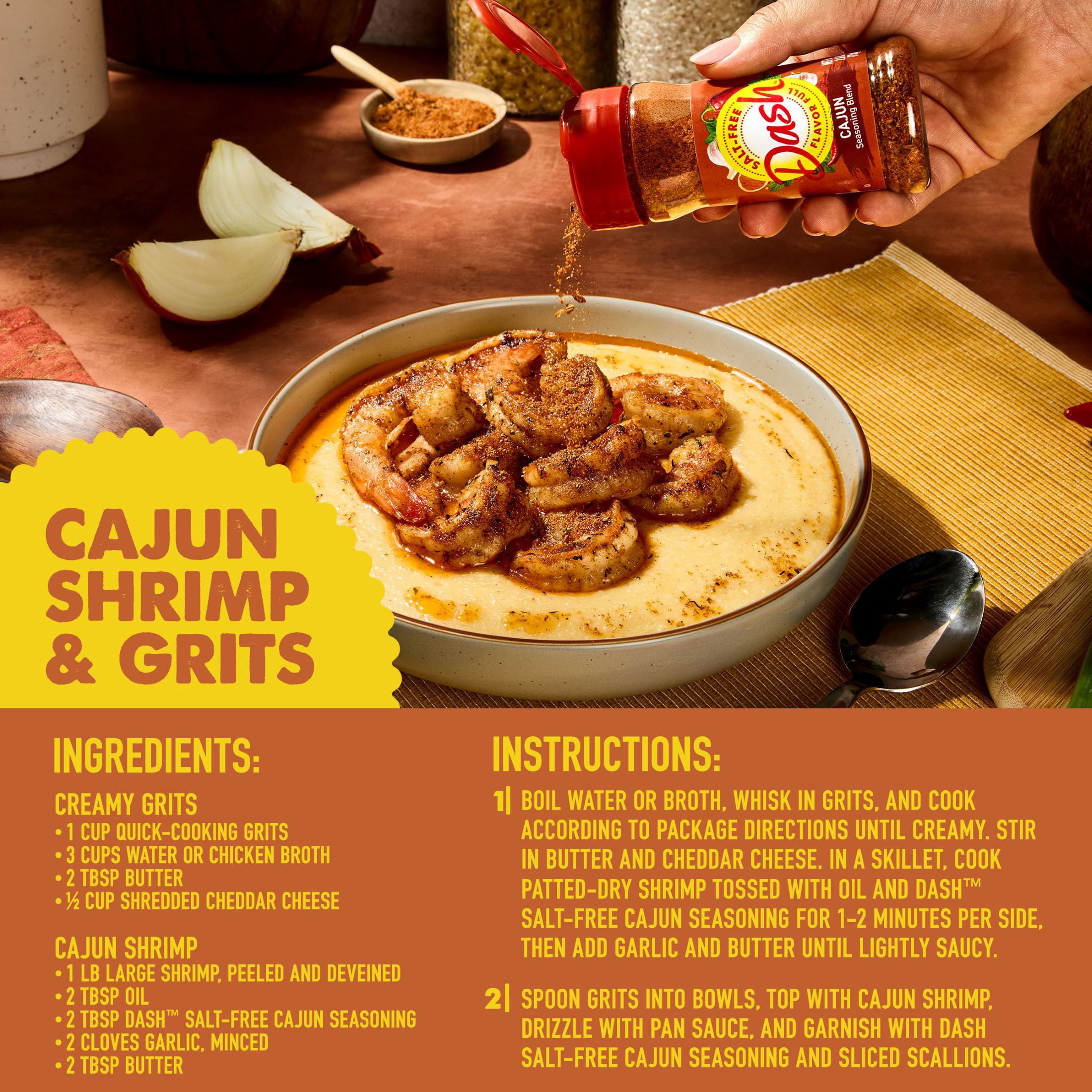Dash Salt-Free Cajun Seasoning Blend, Cajun Spices, 2.6 OZ