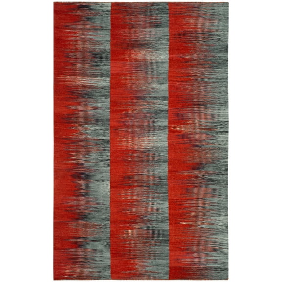 SAFAVIEH Kilim Alaia Geometric Wool Area Rug, Red/Charcoal, 4' x 6'