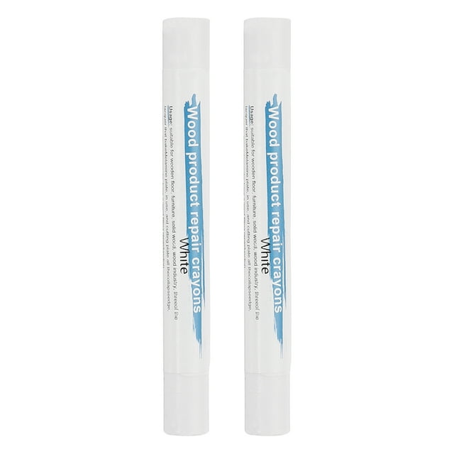 Uxcell Crayones para reparación de muebles, 2 piezas de varillas de relleno de cera para madera, crayones de cera para rasguños, agujeros en el suelo de madera, mesas, blancas