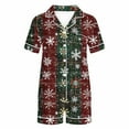 thumbnail image 4 of asdoklhq Cotton Pajamas for Women Women Christmas Printed Stand Up Collar Pocket Short Sleeved Top Shorts Home Wear Pajama Set Red S, 4 of 6
