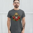 thumbnail image 3 of Tee Hunt Christmas Calavera T-shirt Sugar Skull Holiday Spirit Mistletoe Men's Tee, Charcoal, 3X-Large, 3 of 5