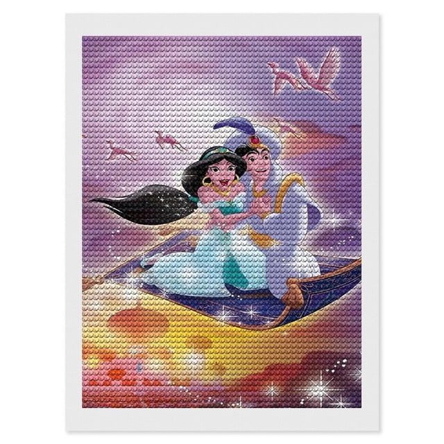 Princesa Jazmín de Aladdín Kits de Pintura de Diamantes para Adultos 5D DIY Diamond Art Kits Full Drill Diamond Dots para Regalo Decoración de Pared y Relajación Artes de Gemas 30*40cm