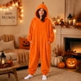 thumbnail image 2 of Grblisyd Pumpkin Onesie Halloween Fleece Jumpsuit for Unisex Oversized Hooded Pumpkin Sets, 2 of 6