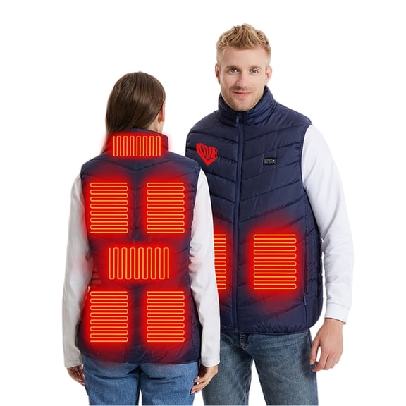 Cadancy Heated Vest for Women Men 8 Heating Zones 3 Temperature Modes Rechargeable Plus Size Quilted Jackets Zip Up Print Thermal Unisex Washable Winter Vests with Pockets