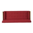 thumbnail image 4 of Mid-Century Modern Tufted Sofa with Gold Iconic Splayed Legs and 2 Lovely Bolster Pillows, Upholstered Couch with Wooden Arms for Living Room, Red, 4 of 7