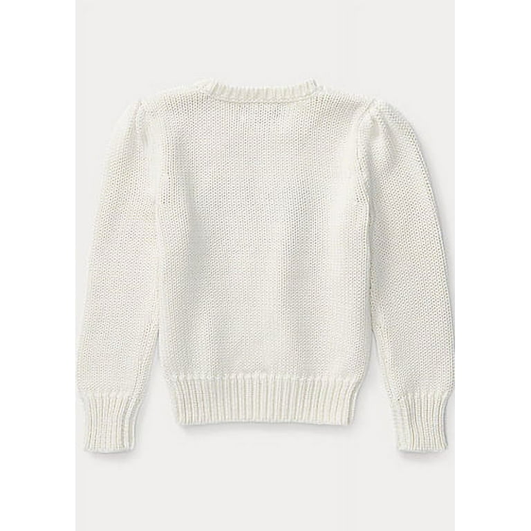 Ralph Lauren ESSEX CREAM Girls American Flag Knit Cotton Crewneck