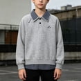 thumbnail image 4 of SELONE Collared Shirt Boys Long Sleeve Button Pullover Tops Patchwork Plaid Sweatshirts Fall Campus Clothes 2-12Y, 4 of 9