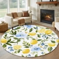 thumbnail image 2 of Eucalyptus Lemon Large Area Rugs for Bedroom Living Room, Soft Non Slip Carpet Bedside Rug, Sage Green Leaf Blue Flower Fruit Round Floor Cover Kitchen Accent Rug 8' for Dining Room/Office, 2 of 9