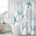 thumbnail image 2 of Teal Coastal Bathroom Shower Curtains with 12 Hooks Polyester Waterproof Shower Curtain for Stalls and Bathtubs Summer Ocean Starafish Shell Corals Decorative Bathroom Privacy Curtain 60x72 Inches, 2 of 4