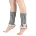 thumbnail image 4 of Kaliqueen Women Cable Knitted Leg Warmers Lace Trim Double Button Short Leg Cuffs Boot Winter Warmers, 4 of 5