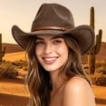 thumbnail image 2 of LILIYA Unisex Western Cowboy Hat with Multi Color Options, Packable Wide Brim Travel Hats, Classic Sun Protection Breathable Headwear for Camping Hiking and Holiday Trips, 2 of 5