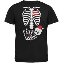 Santa Baby Pregnant Skeleton Halloween Costume T-Shirt - X-Large