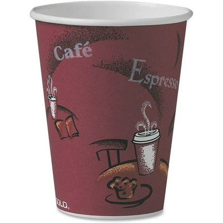 Paper Cup Cups - Solo, SCCOF12BI0041, Single Sided Paper Hot Cups, 300 / Carton, Maroon, 12 fl oz