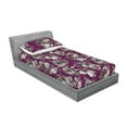 thumbnail image 2 of Poppy Fitted Sheet & Pillow Sham Set, Nostalgic Monochrome Colored Flowers Vintage Pattern on Purplish Back, Decorative Printed 2 Piece Bedding Decor, Twinxl, Taupe Grey Dark Magenta, by Ambesonne, 2 of 2