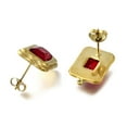 thumbnail image 2 of 304 Stainless Steel Cubic Zirconia Stud Earring Findings Golden Rectangle Red 18.5x13.5mm Hole: 1.5mm Pin: 0.8mm, 2 of 3