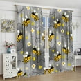 thumbnail image 4 of Bee Curtains Cute Bees White Flowers Grey Blackground Blackout Print Rod Pocket Window Drapes for Bedroom Living Room 42x63in, 4 of 6