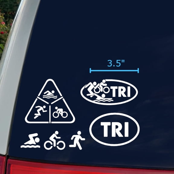 Triathlon Decals 4 Pack: Swim Cycle Run, TRI, Triathlon Heartbeat
