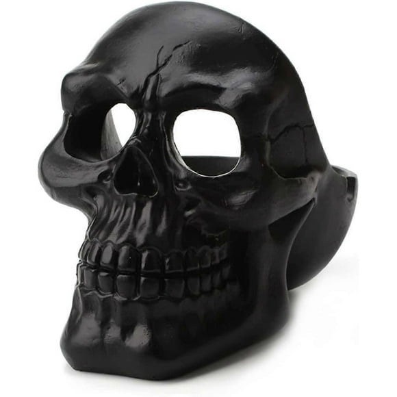 Resin Human Skull Ashtray Fit For Halloween Decorations Cigarette Tray Cigar Box Statue Ornament (Color : Black)