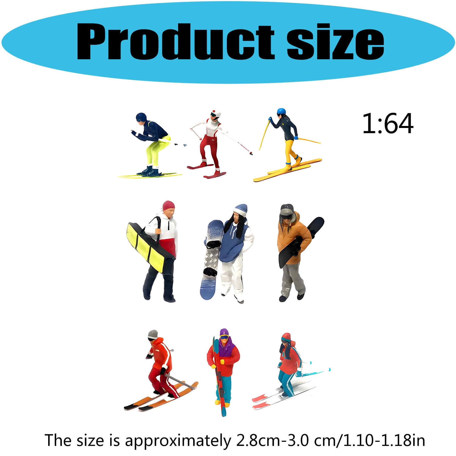 Realistic Skiing People Figure Model for Architectural Displays Dioramas Props 1:64 Scale Hand Painted Miniature Figure