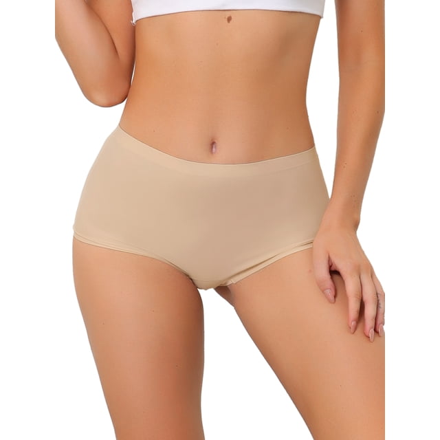 INSPIRE CHIC Ropa Interior de Mujer Boyshorts Sin Forro Invisibles de Talle Medio en Color Beige