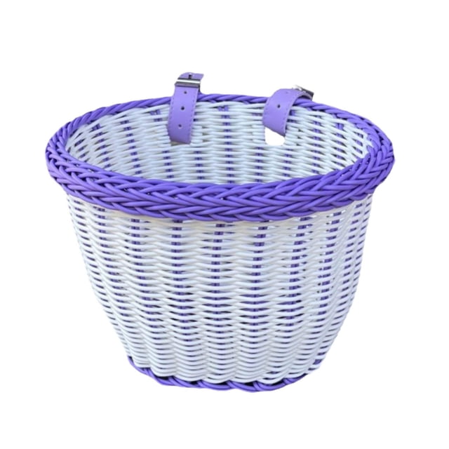 Cesta para bicicleta para niños, Cesta decorativa desmontable, Cesta para manillar delantero, Púrpura