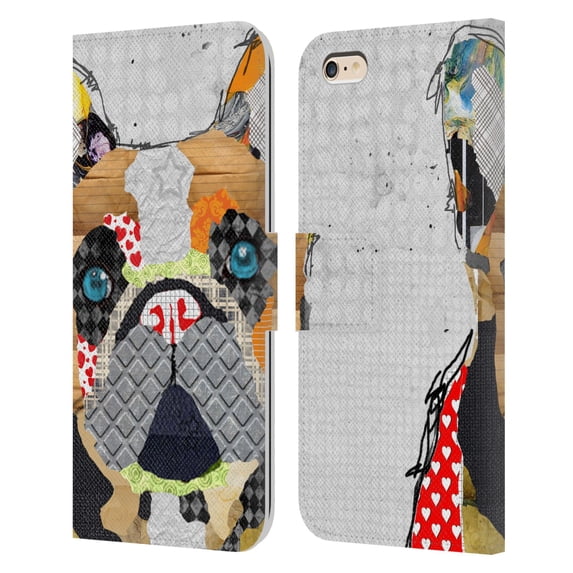 Head Case Designs Officially Licensed Michel Keck Dogs 3 French Bulldog Leather Book Wallet Case Cover Compatible with Apple iPhone 6 Plus / iPhone 6s Plus